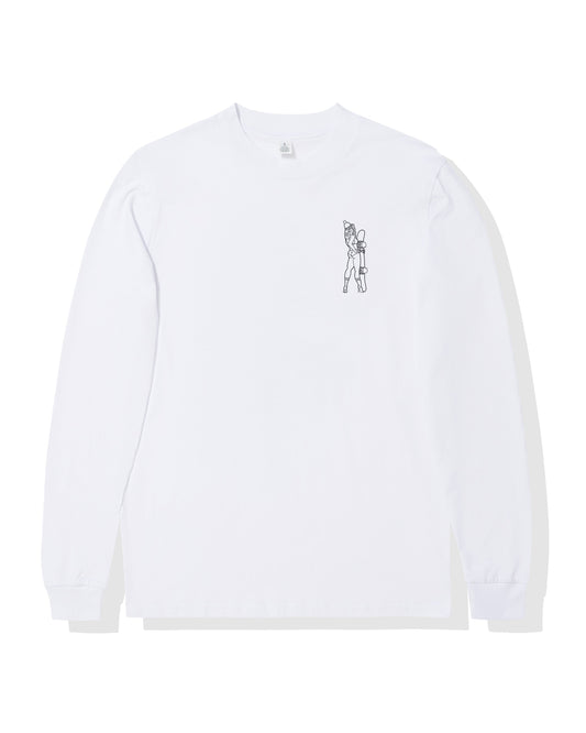 White Ink Girl Long Sleeve Tee